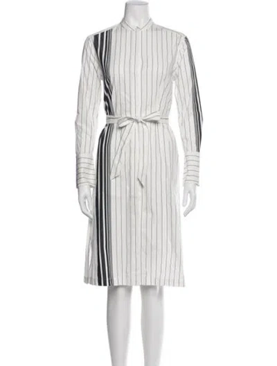 Pre-owned Equipment Striped Midi Length Dress In White