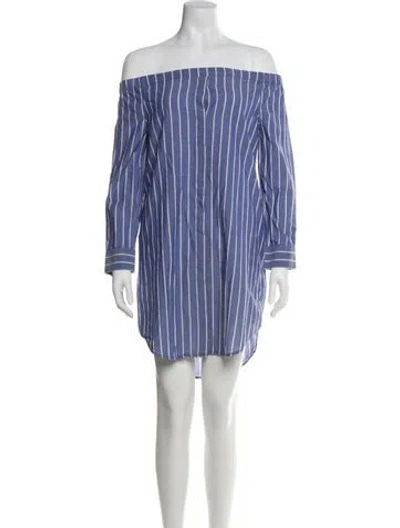 Pre-owned Equipment Striped Mini Dress In Blue