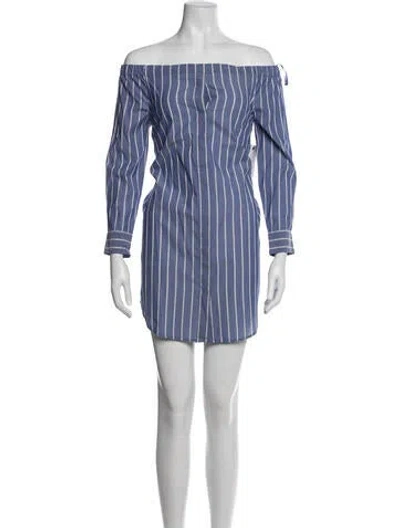 Pre-owned Equipment Striped Mini Dress In Blue