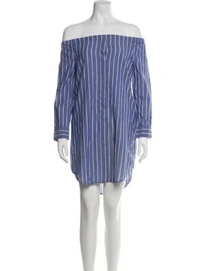 Pre-owned Equipment Striped Mini Dress In Blue