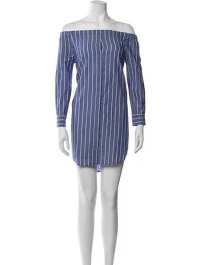 Pre-owned Equipment Striped Mini Dress In Blue
