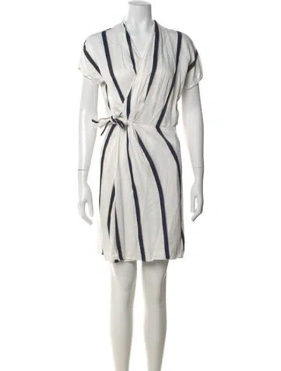 Pre-owned Equipment Striped Mini Dress In White