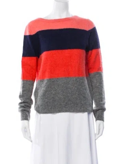 Pre-owned Equipment Striped Scoop Neck Sweater In Pink