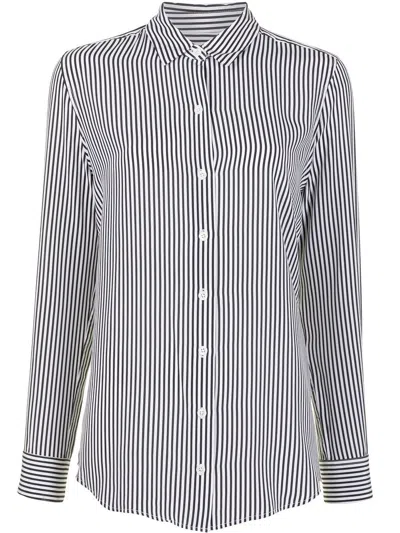Equipment Striped Silk Shirt In White