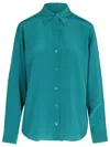 Shop Equipment Teal Silk Shirt In Green