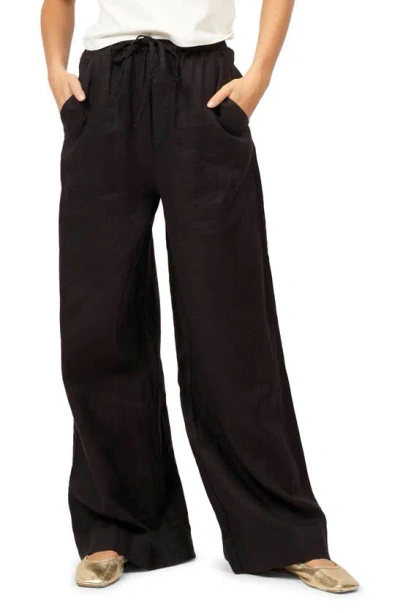 Equipment Timo Cotton Blend Drawstring Trousers In True Black