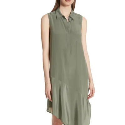 Equipment Tira Silk Asymmetrical Dress In Green