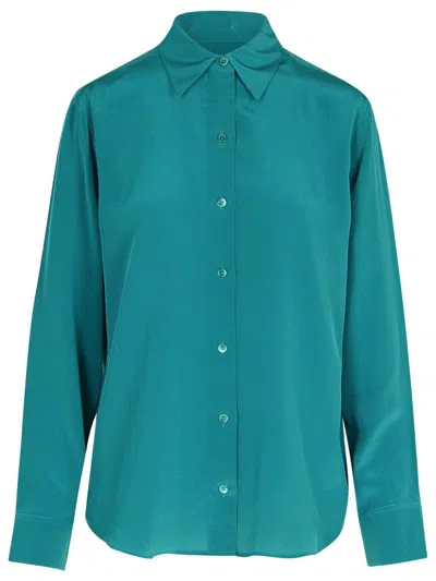 Equipment Teal Silk Shirt In Green
