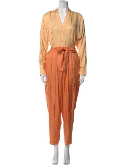 Pre-owned Equipment V-neck Jumpsuit W/ Tags In Orange