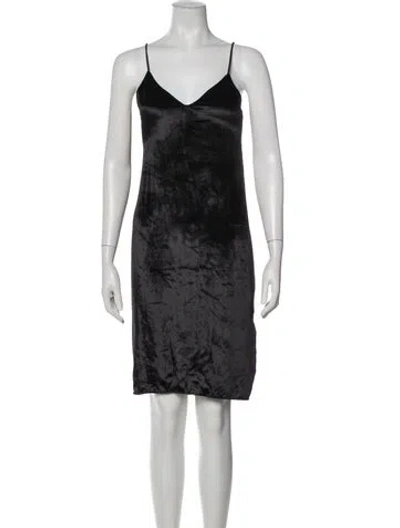 Pre-owned Equipment V-neck Knee-length Dress In Black