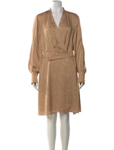 Pre-owned Equipment V-neck Knee-length Dress In Yellow