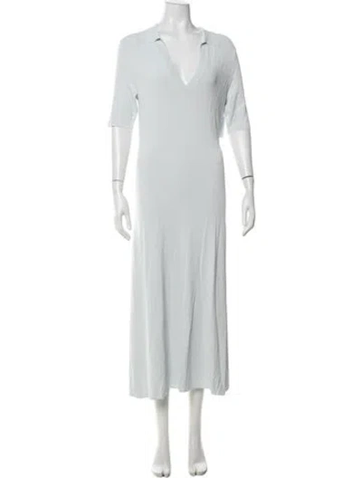 Pre-owned Equipment V-neck Long Dress In Blue