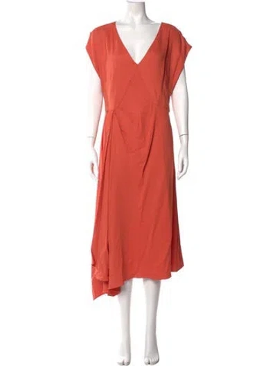 Pre-owned Equipment V-neck Long Dress In Pink
