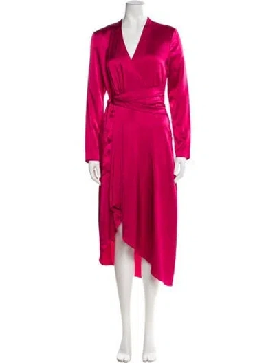 Pre-owned Equipment V-neck Long Dress In Pink