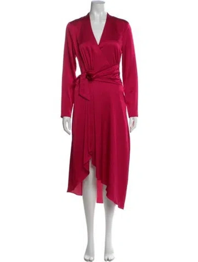 Pre-owned Equipment V-neck Long Dress In Pink