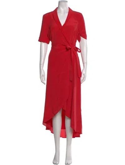 Pre-owned Equipment V-neck Long Dress In Red