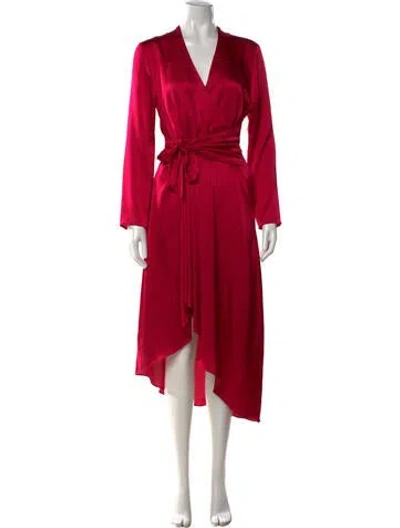 Pre-owned Equipment V-neck Long Dress In Red
