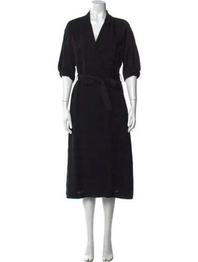 Pre-owned Equipment V-neck Midi Length Dress In Black