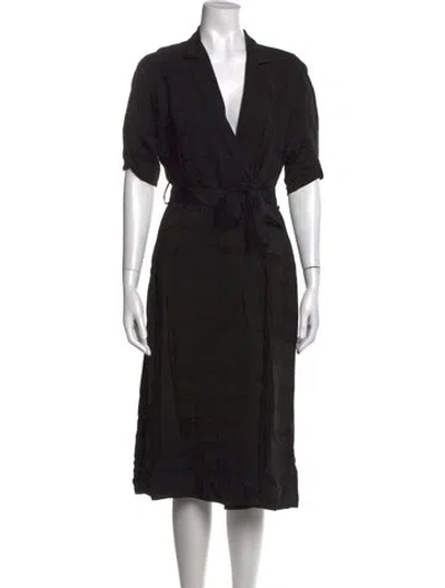 Pre-owned Equipment V-neck Midi Length Dress In Black