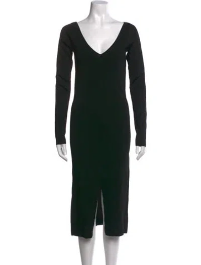 Pre-owned Equipment V-neck Midi Length Dress In Black