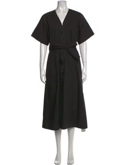 Pre-owned Equipment V-neck Midi Length Dress In Black