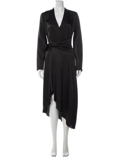 Pre-owned Equipment V-neck Midi Length Dress In Black