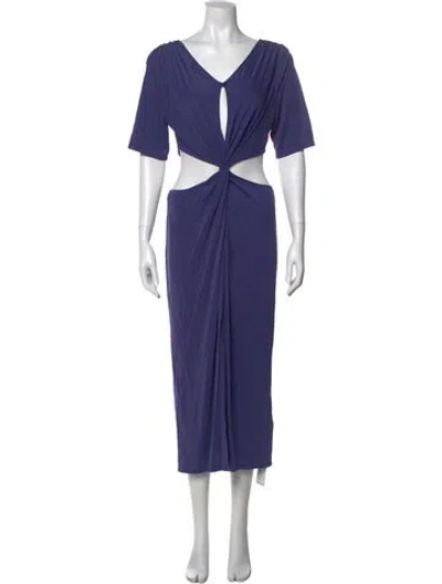 Pre-owned Equipment V-neck Midi Length Dress In Blue