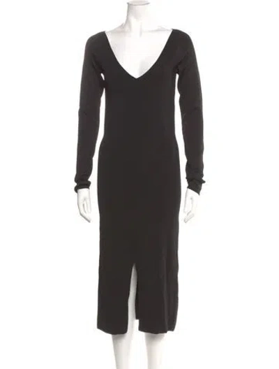 Pre-owned Equipment V-neck Midi Length Dress In Gray