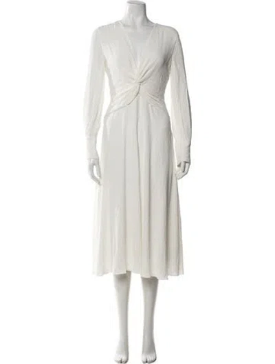Pre-owned Equipment V-neck Midi Length Dress In Neutrals