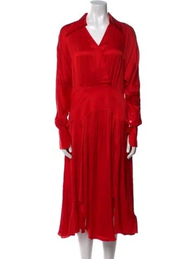 Pre-owned Equipment V-neck Midi Length Dress In Red