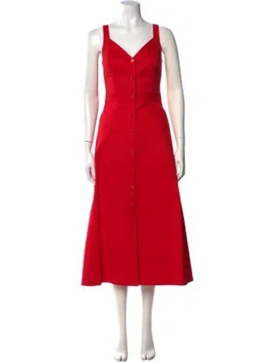 Pre-owned Equipment V-neck Midi Length Dress In Red