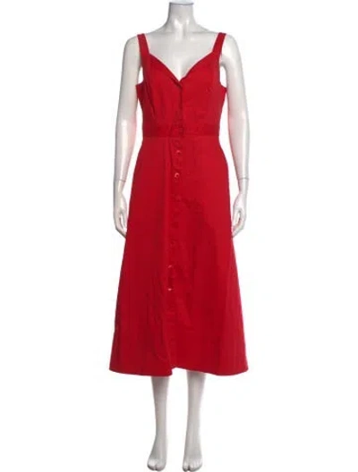 Pre-owned Equipment V-neck Midi Length Dress In Red