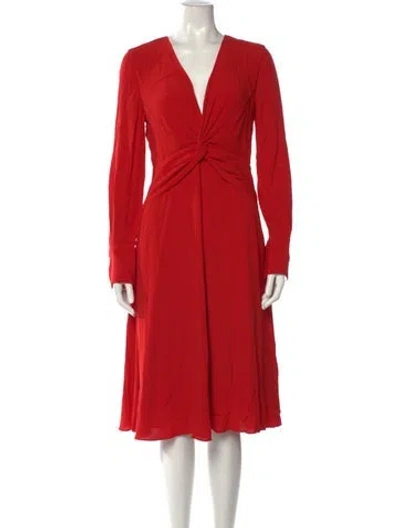 Pre-owned Equipment V-neck Midi Length Dress In Red