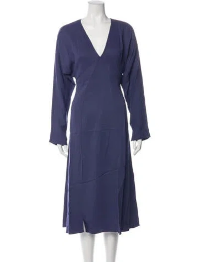 Pre-owned Equipment V-neck Midi Length Dress W/ Tags In Blue