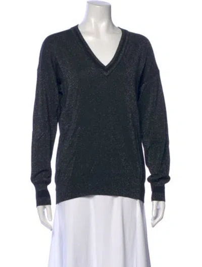 Pre-owned Equipment V-neck Sweater In Blue