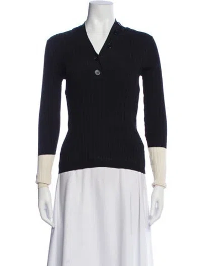 Pre-owned Equipment V-neck Sweater In Blue