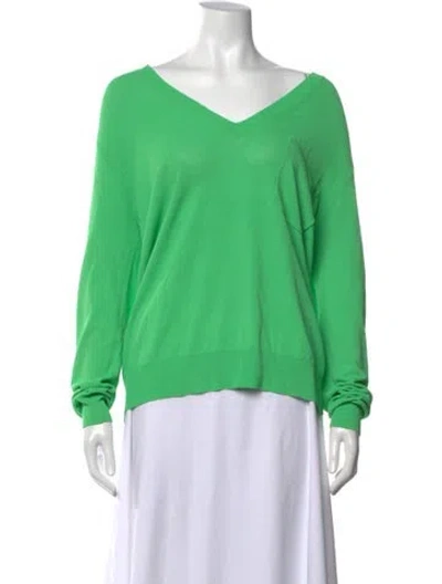 Pre-owned Equipment V-neck Sweater In Green