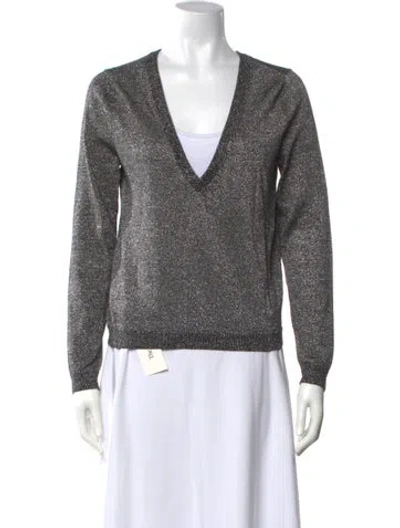 Pre-owned Equipment V-neck Sweater In Grey/metallic