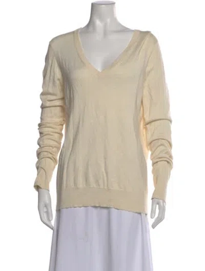 Pre-owned Equipment V-neck Sweater In Neutral