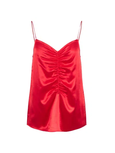 Equipment Women's Lexi Ruched Satin Tank In Red