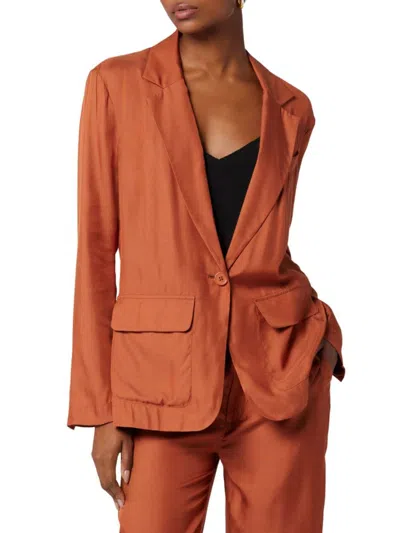 Equipment Women's Marian Single Breasted Silk Blend Blazer In Baked Clay