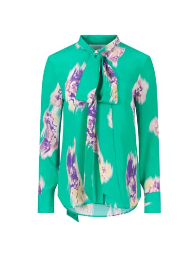 Equipment Women's Miki Floral Tie-neck Blouse In Emerald Multi