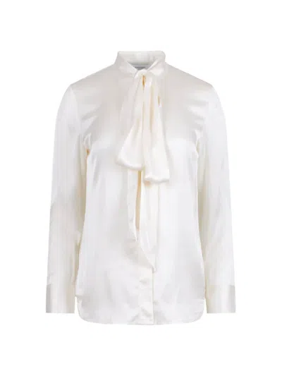 Equipment Pussy-bow Satin Shirt In Nature White