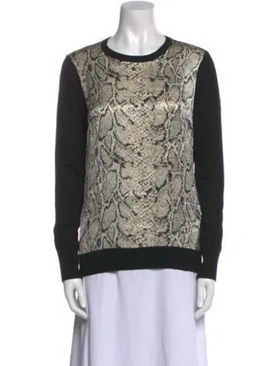 Pre-owned Equipment Wool Animal Print Sweater In Black