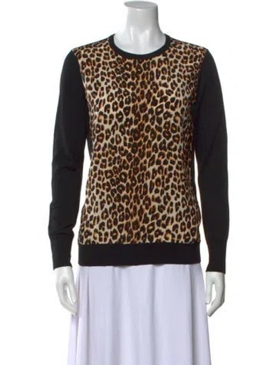 Pre-owned Equipment Wool Animal Print Sweater In Black