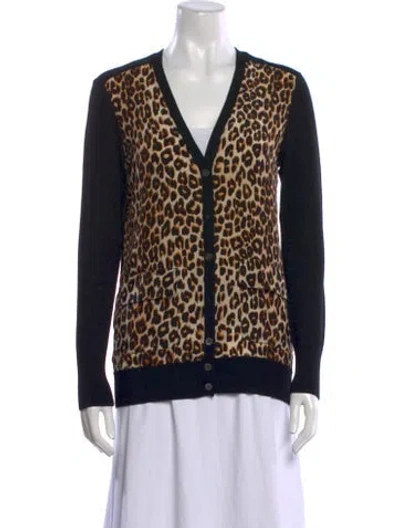 Pre-owned Equipment Wool Animal Print Sweater In Black