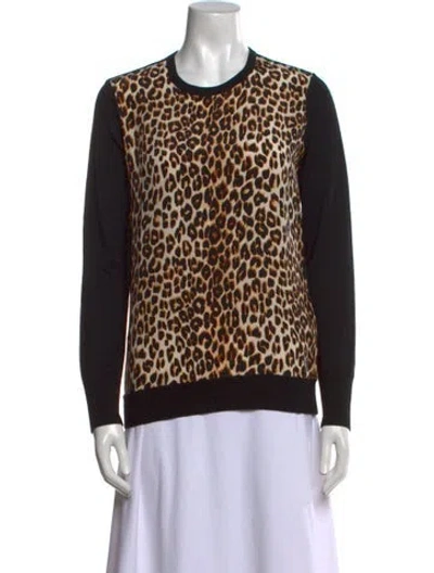 Pre-owned Equipment Wool Animal Print Sweater In Black