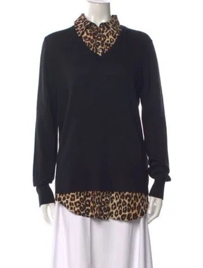 Pre-owned Equipment Wool Animal Print Sweater In Black