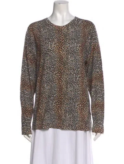 Pre-owned Equipment Wool Animal Print Sweater In Brown