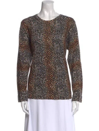 Pre-owned Equipment Wool Animal Print Sweater In Brown